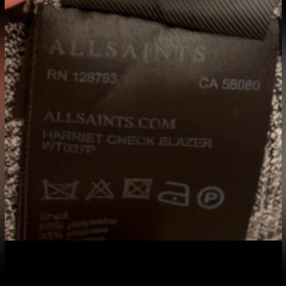 All Saints Harriet checker  Double Breasted relaxed oversized Blazer Size 00 - Picture 15 of 15